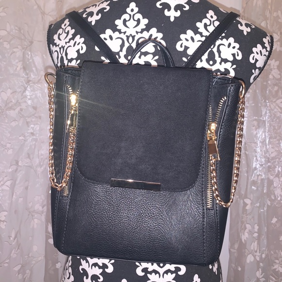 Call it Spring Black/Gold Chain Backpack/Handbag - Picture 2 of 4
